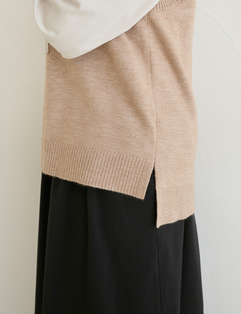 Versatile Multicolor V-Neck Mid-Length Plus Size Knit Vest