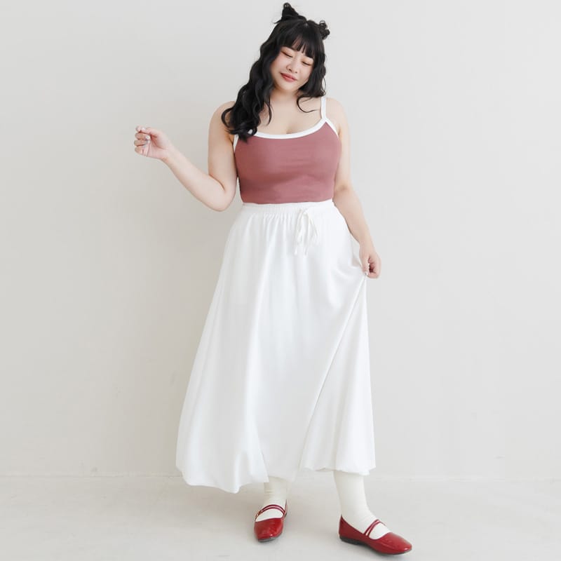 Sweet Cloud Cotton Drawstring Plus Size Maxi Skirt