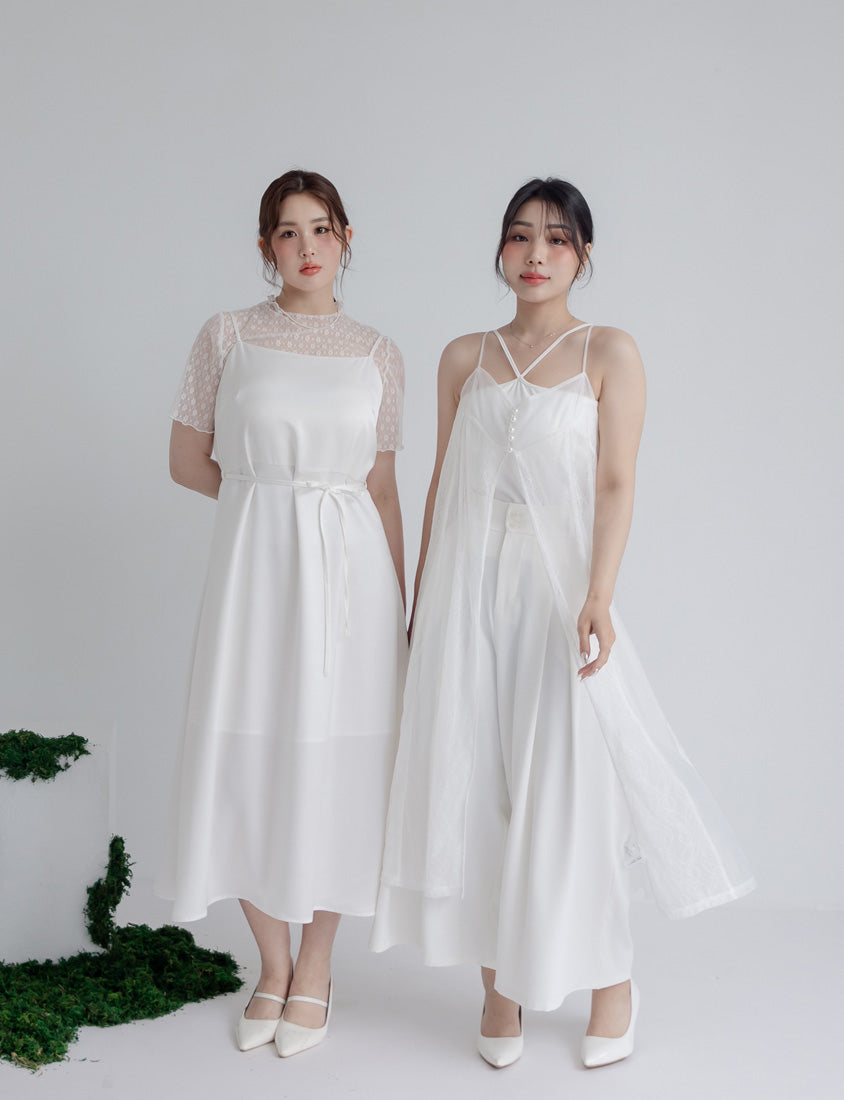 MISS. Elegant Sheer Lace Adjustable Strap Plus Size Cover Up