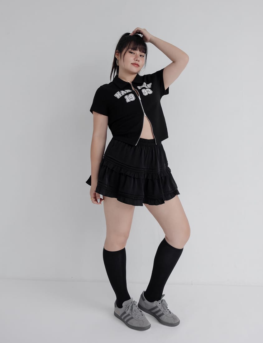 MUA! Ruffled Elastic Waist Plus Size MiniSkirt