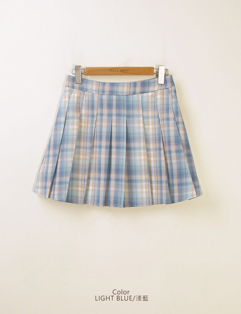 Korean Preppy Elastic Back Plaid Pleated Plus Size Mini Skirt (With Shorts)