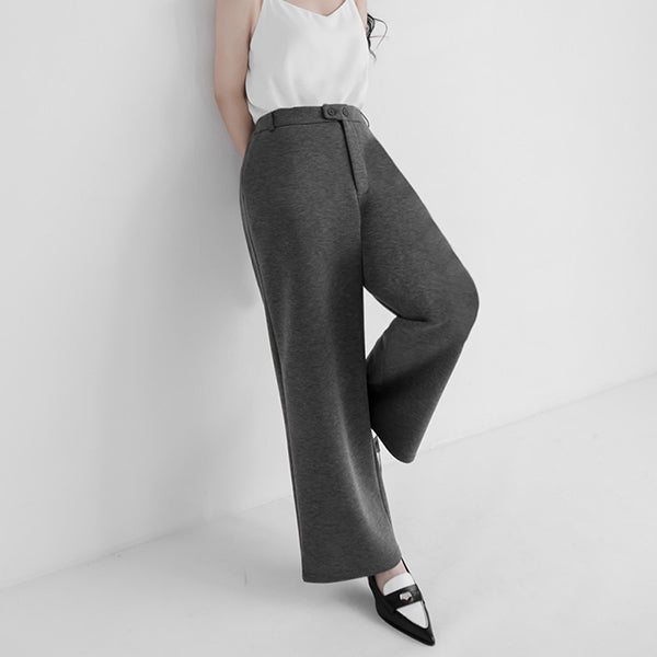 Miss. Space Cotton Back-Elastic Plus Size Straight-Leg Pants
