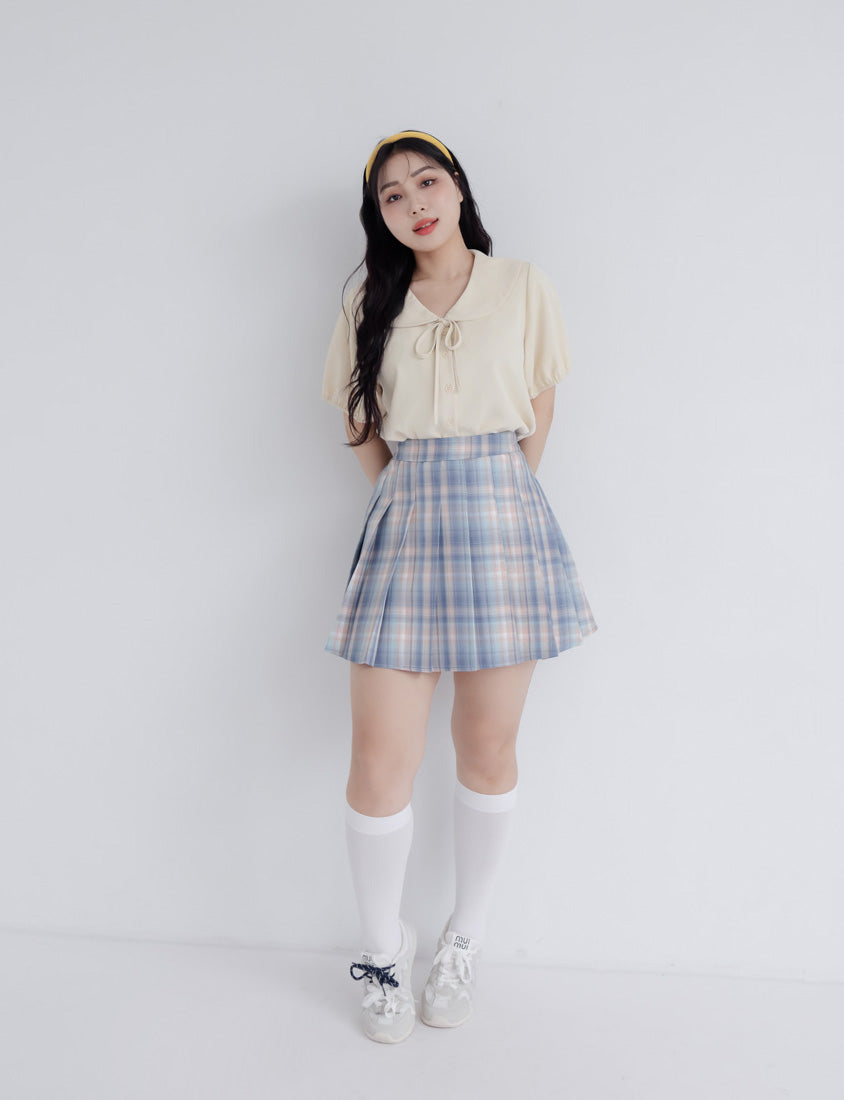 Sweet Front-Tie Oversized Plus Size Collar Blouse