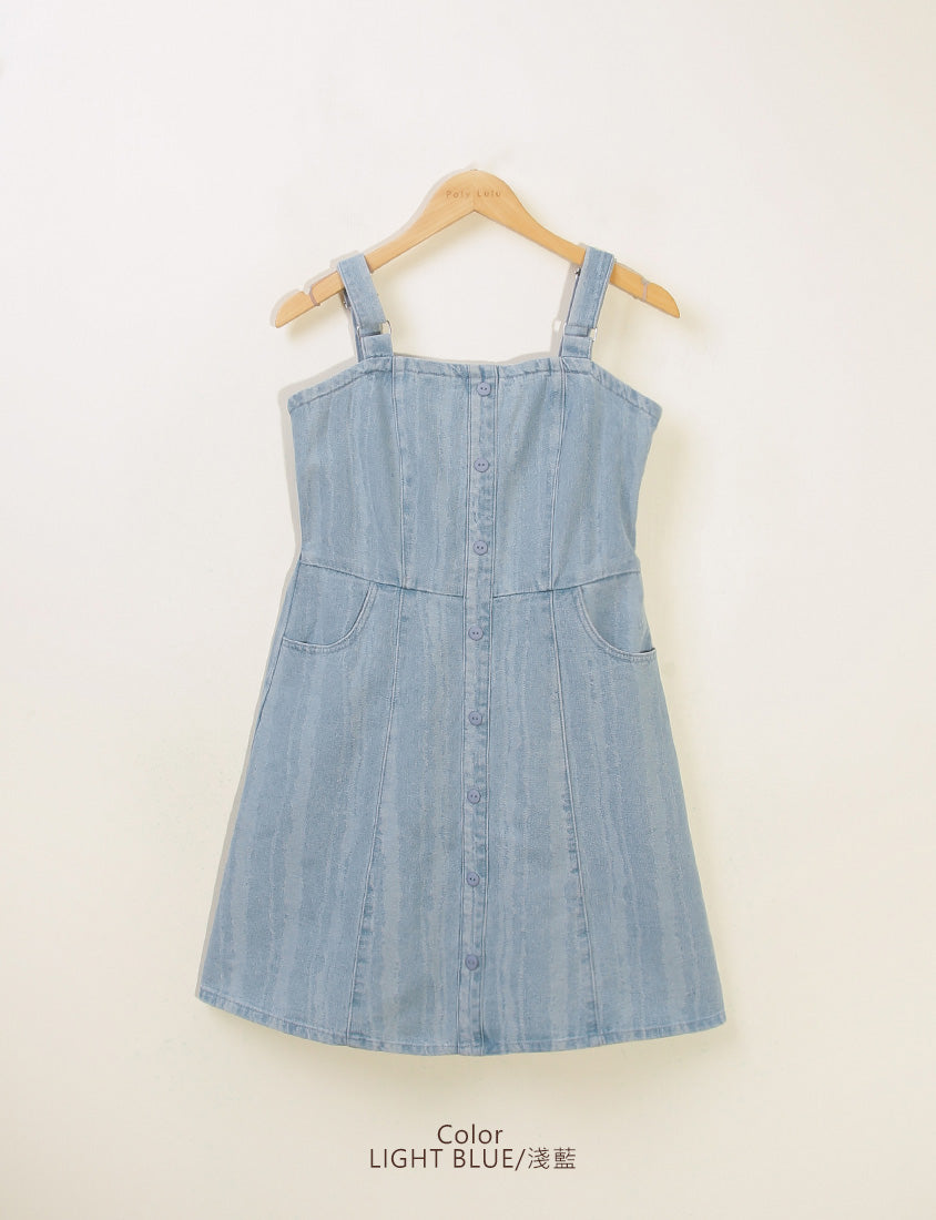 Adjustable Ruffled Plus Size Denim Overall Dress