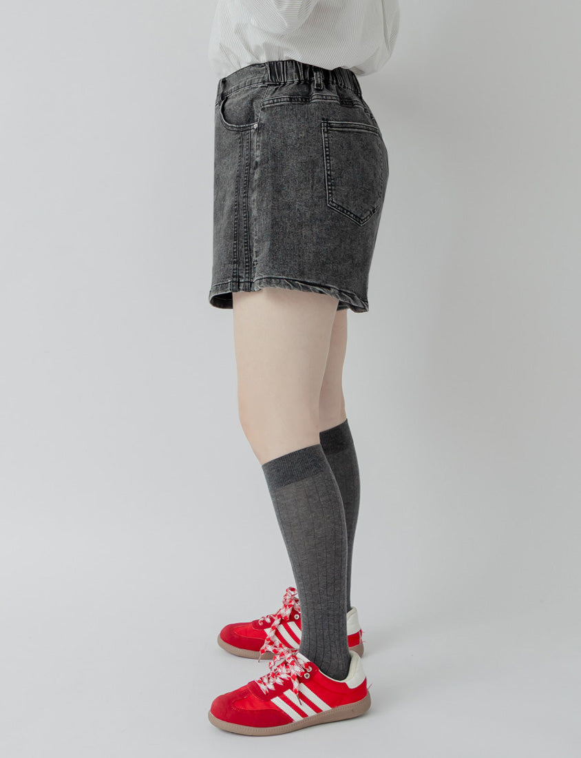 Varsity Contrast Plus Size Denim Shorts