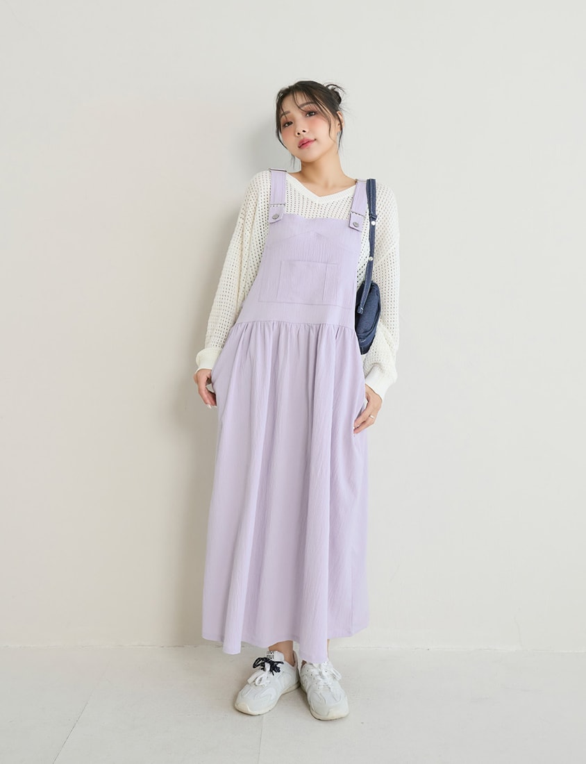 Adjustable Crinkled Utility Pockets Plus Size Cami Dress