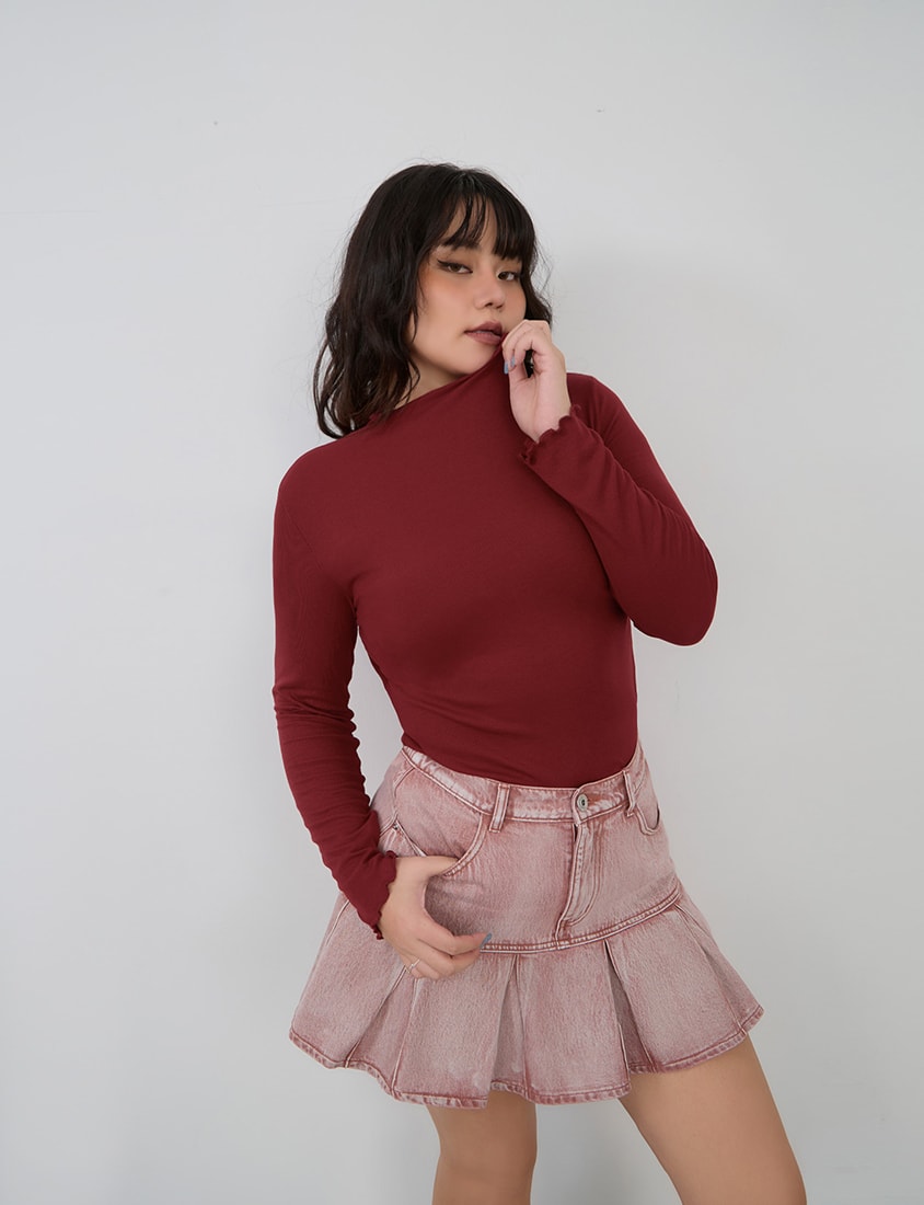 Classic Soft Ribbed Lettuce Edge Plus Size Top