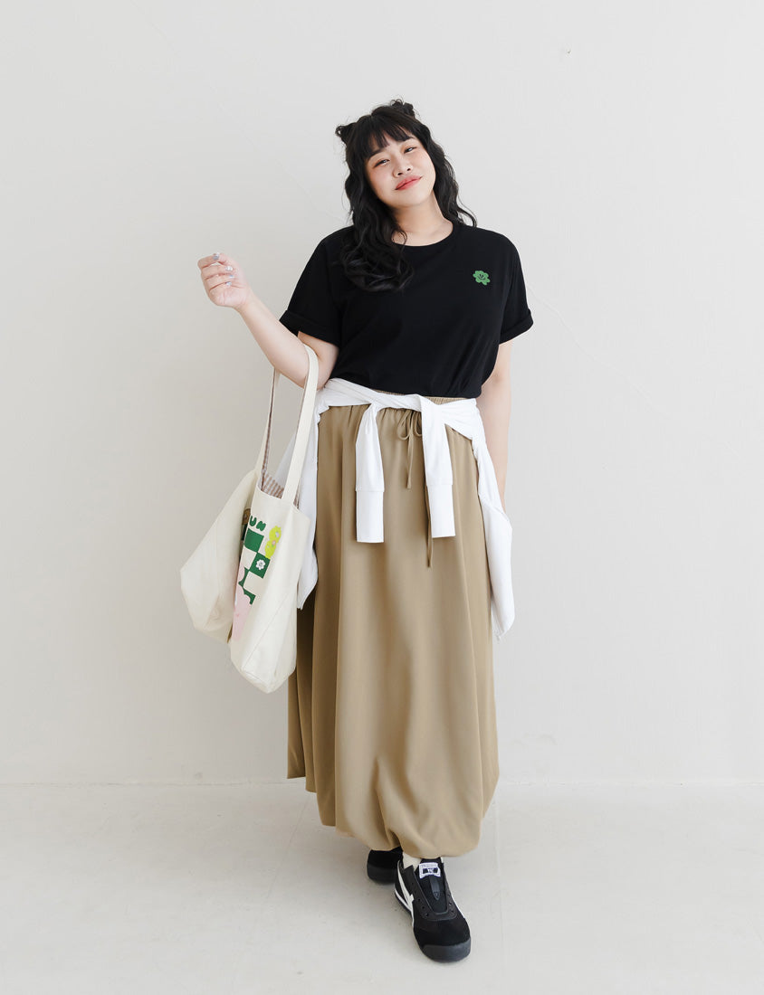 Sweet Cloud Cotton Drawstring Plus Size Maxi Skirt