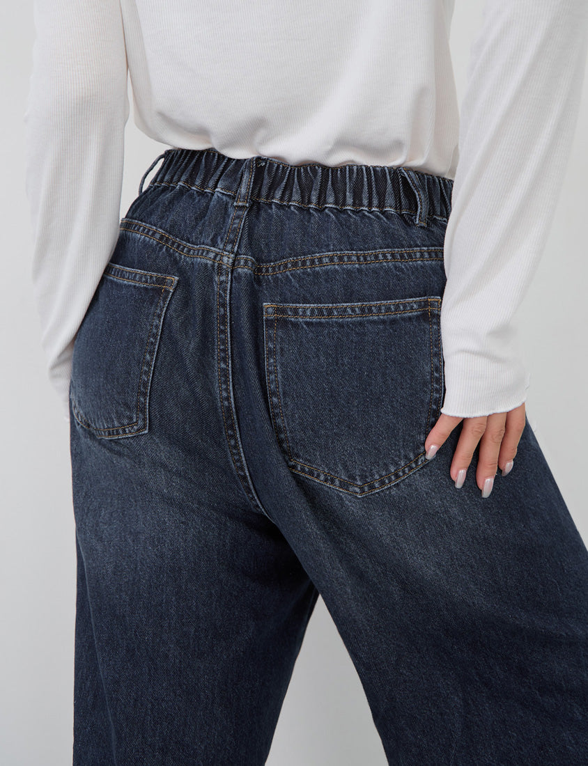 Gradient Wash Elastic Back Waist Plus Size Tapered Jeans