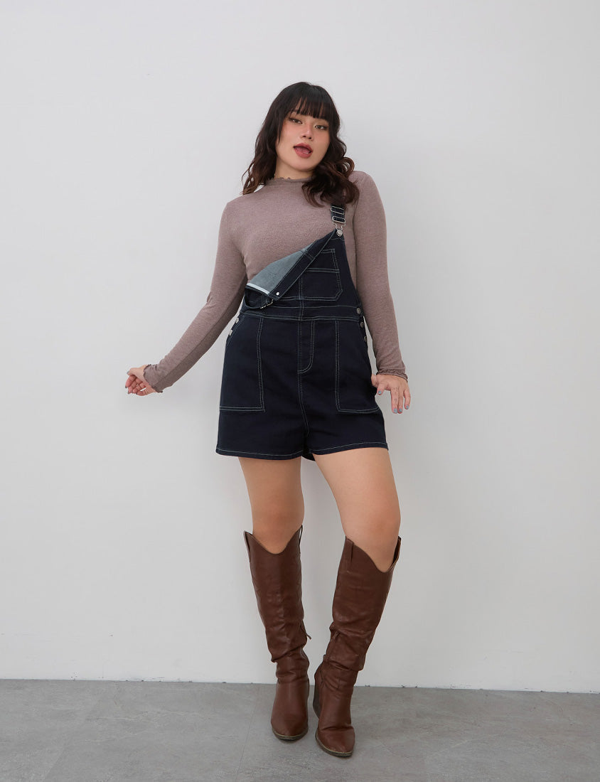 Adjustable Multi-Pocket Denim Plus Size Overalls Shorts