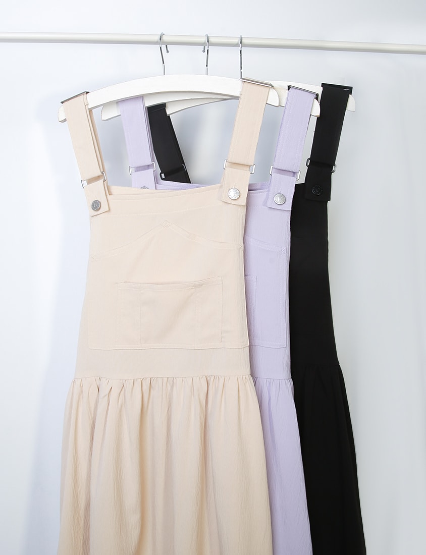 Adjustable Crinkled Utility Pockets Plus Size Cami Dress