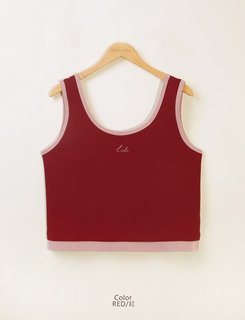 MUA! Sporty U-Neck Racerback Embroidery Plus Size Tank