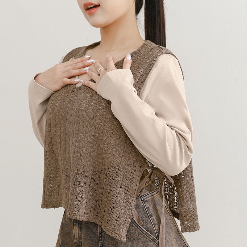 Layered Essential Crochet Tie Plus Size Vest