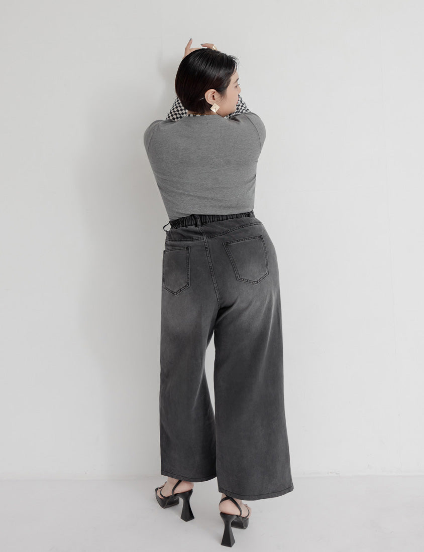 MUA! Lyocell Distressed Plus Size Wide Leg Jeans