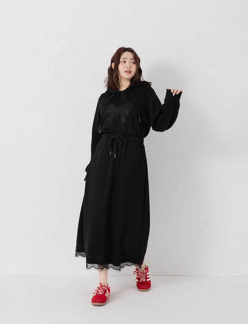 Sweet Lace Trim Cloud Cotton Plus Size Maxi Skirt