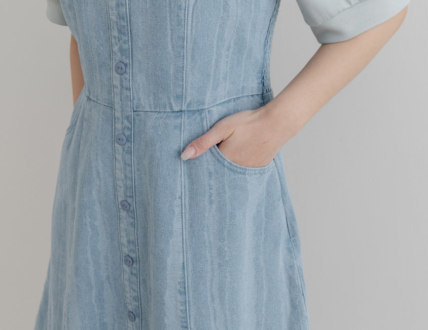 Adjustable Ruffled Plus Size Denim Overall Dress