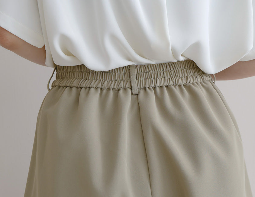 MISS. Elegant Back Elastic Waist Plus Size Tailored Shorts