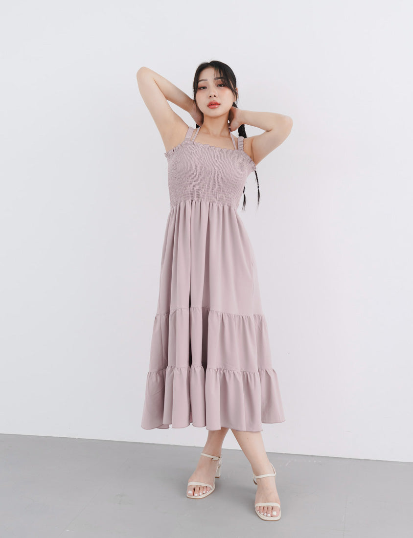 Ruffle Trim Smocked Tiered Plus Size Maxi Dress