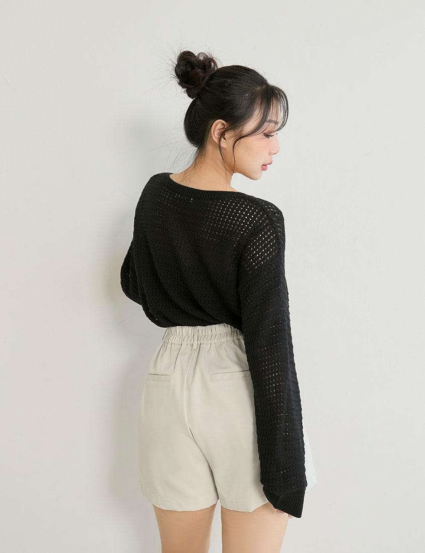 Utility Pockets Elastic Back Twill Plus Size Shorts