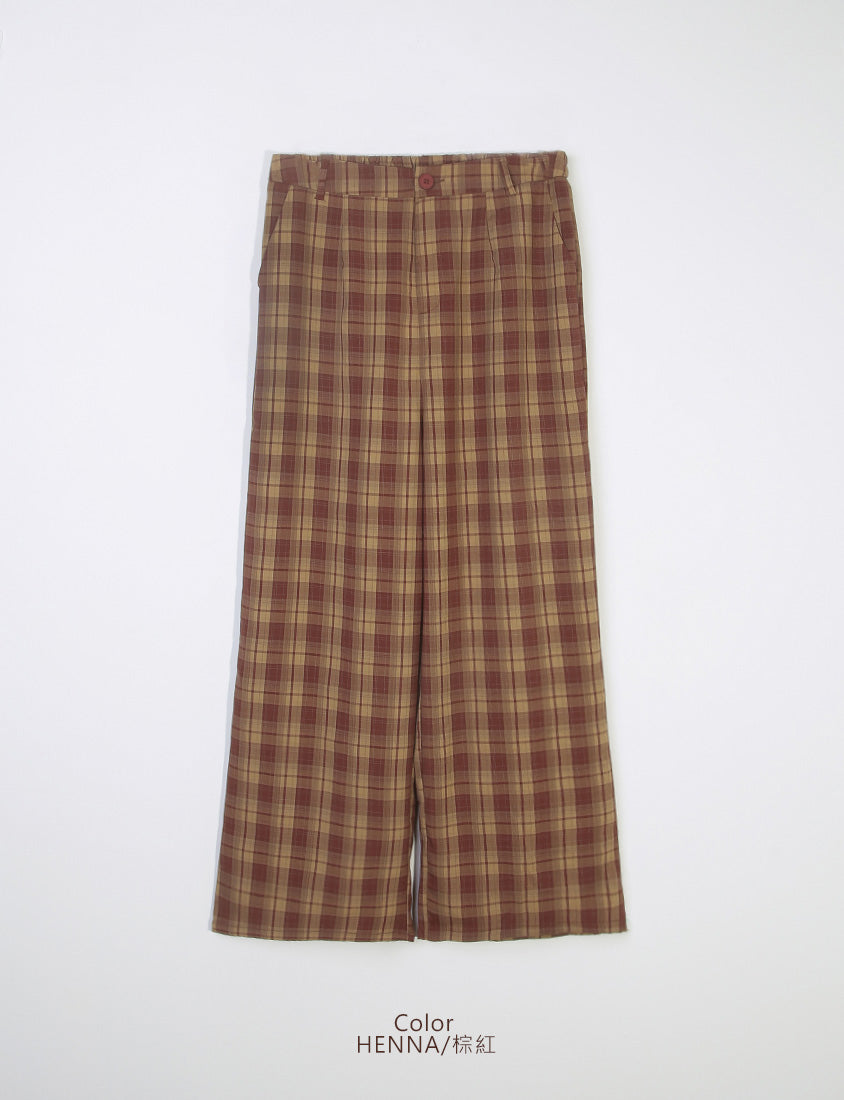 Cozy Plaid Back Elastic Waist Plus Size Tailored Pants