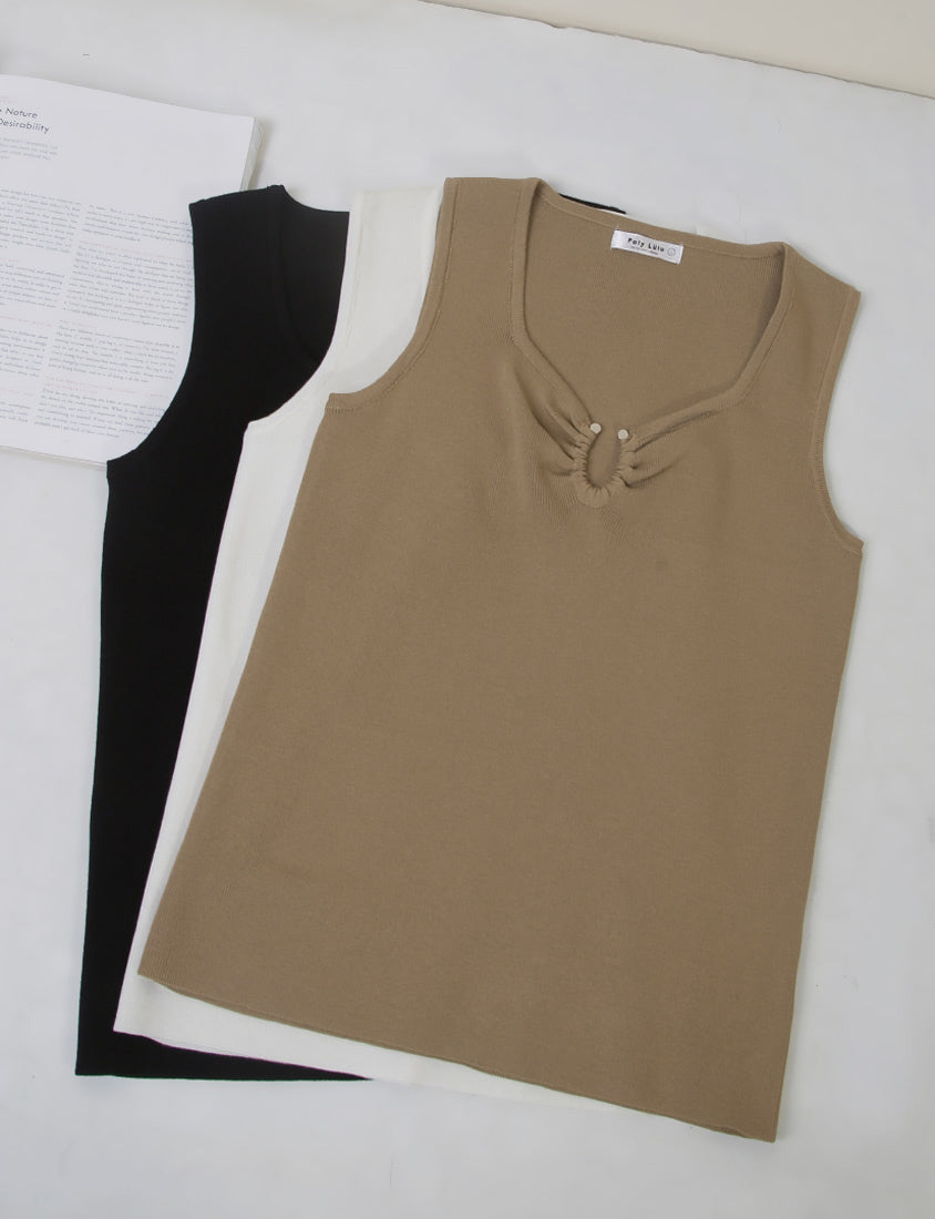 MUA! Sexy Ruched Knit Ring-Detail Plus Size Knit Cami