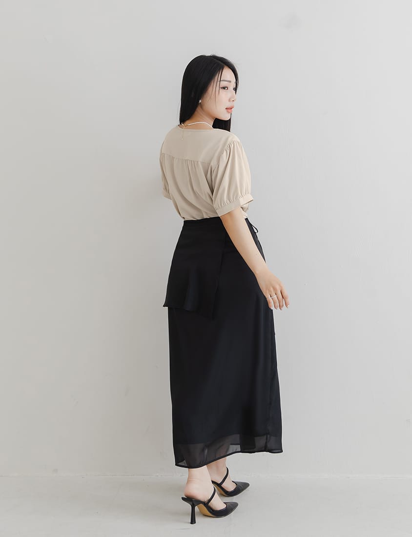 MISS. Minimalist Double Placket Pocket Plus Size Blouse