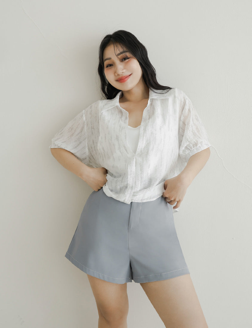 Two-Piece Tie-Dye Twisted Knot Plus Size Short Sleeve Top