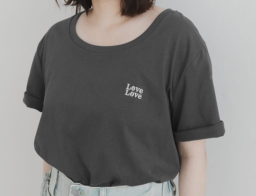 LOVE Soft Color-Block Plus-Size Embroidered Tee