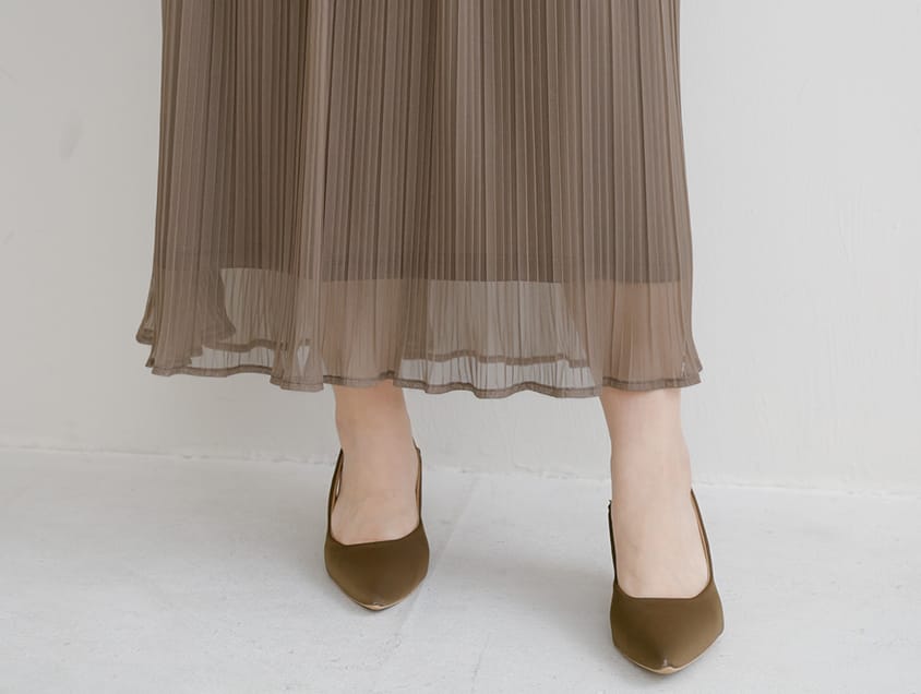 MISS. Ethereal Sheer Pleated Elastic Plus Size Maxi Skirt