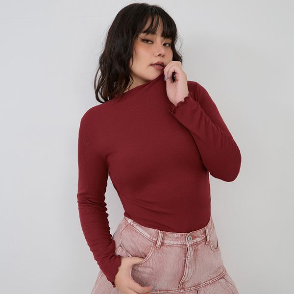 Classic Soft Ribbed Lettuce Edge Plus Size Top
