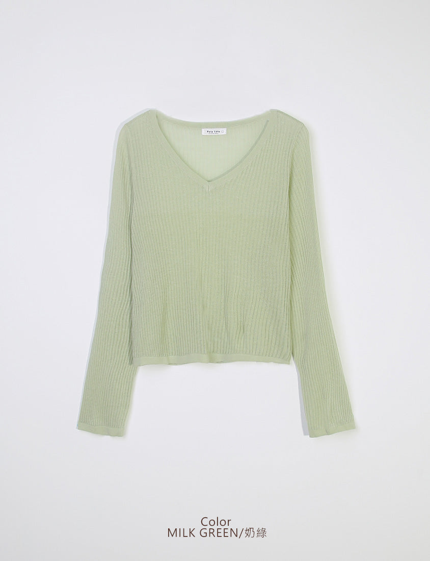 Lyocell Sheer Knit Plus Size Long Sleeve Top