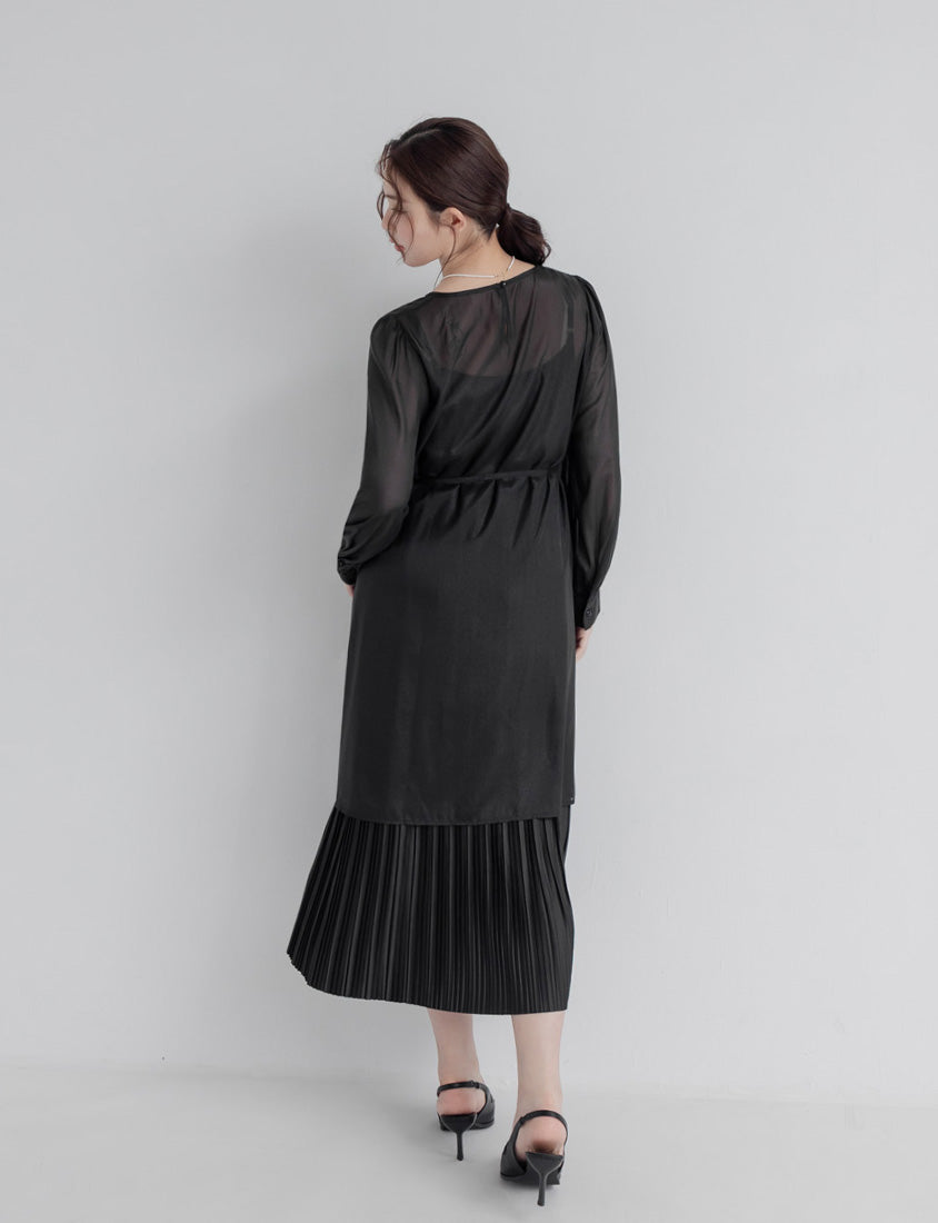MISS. Pleated Flare Adjustable Strap Plus Size Cami Dress