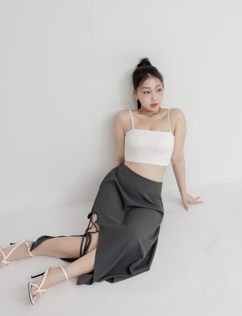 MUA! Hot Side Tie Elastic Back Waist Plus Size Maxi Skirt (with Belt)