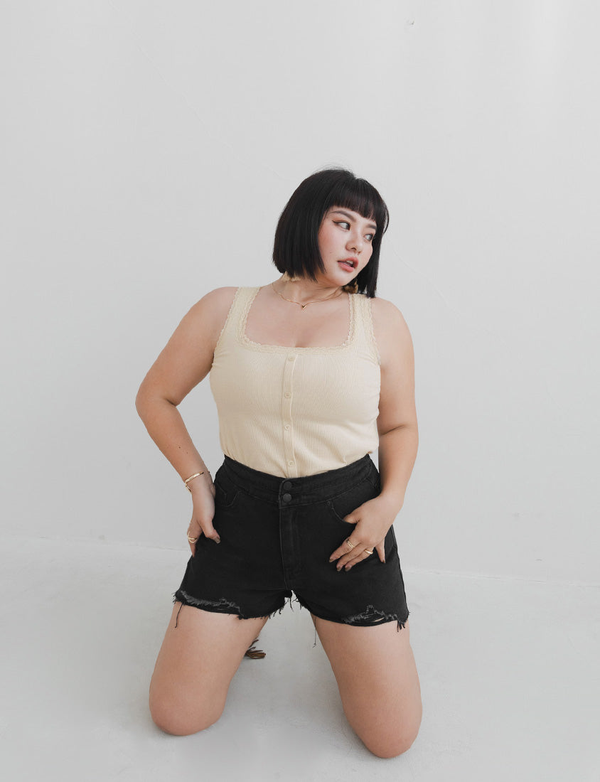 MUA! Edgy Raw-Hem Distressed Plus Size Denim Shorts