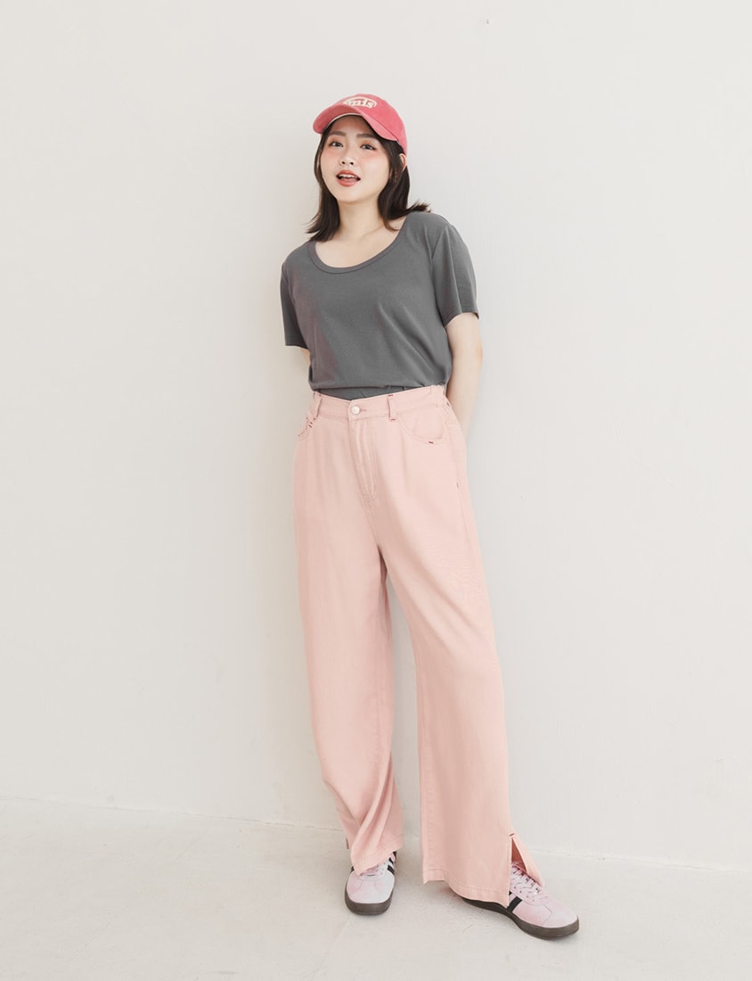 U-Neck Multicolor Plus Size Comfy Slim Tee