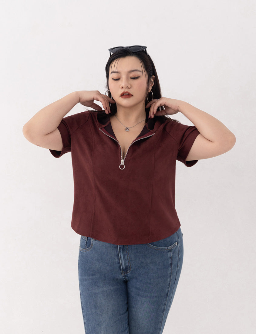 MUA! Suede Zip-Up Plus Size Hoodie