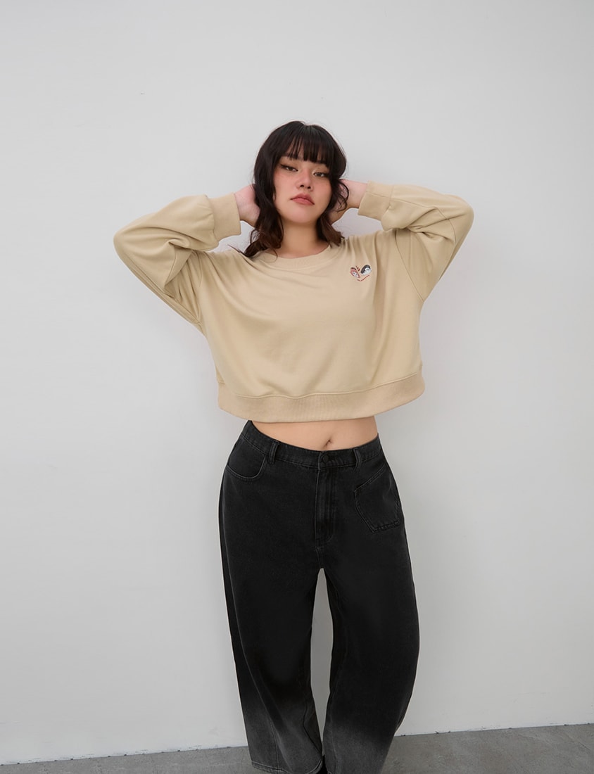 Gradient Wash Elastic Back Waist Plus Size Tapered Jeans