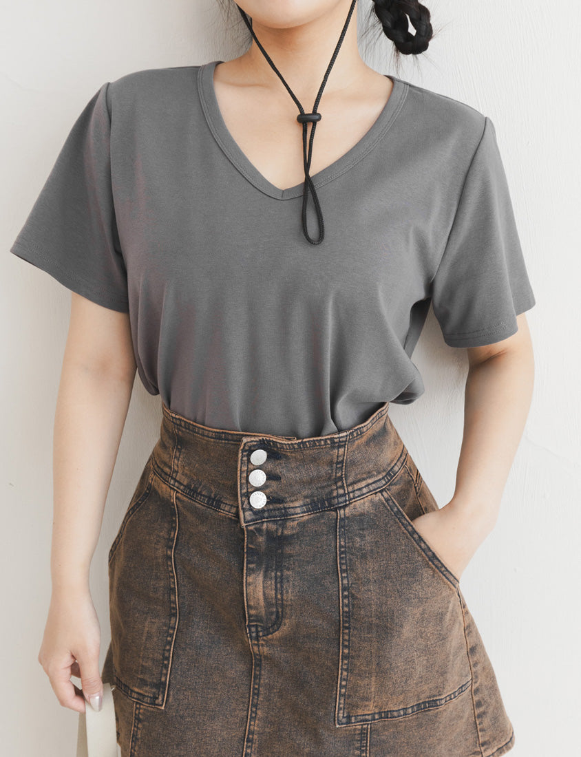 V-Neck Multicolor Plus Size Comfy Slim Tee