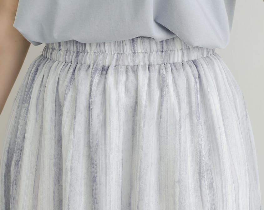 Tie-Dye Bow Detail Elastic Flare Plus Size Maxi Skirt