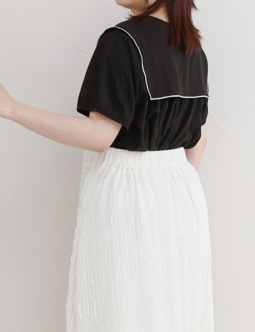 Soft Stretch Crinkled Elastic Waist Plus Size Maxi Skirt