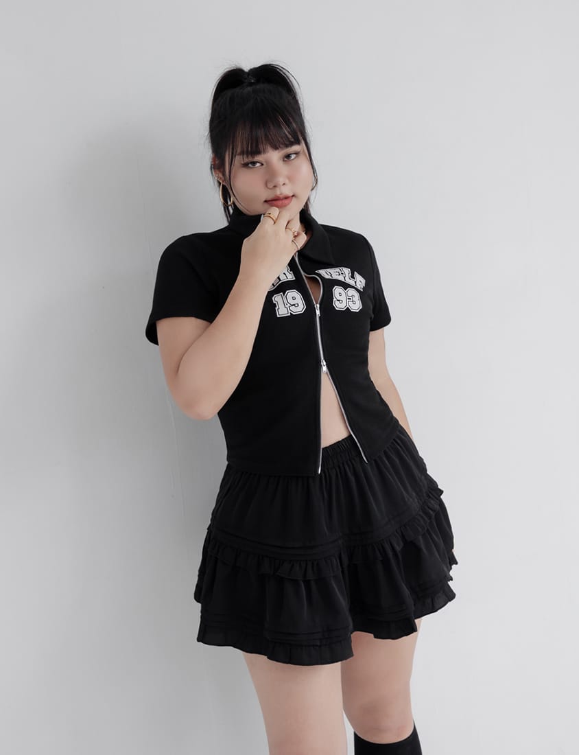 MUA! Ruffled Elastic Waist Plus Size MiniSkirt