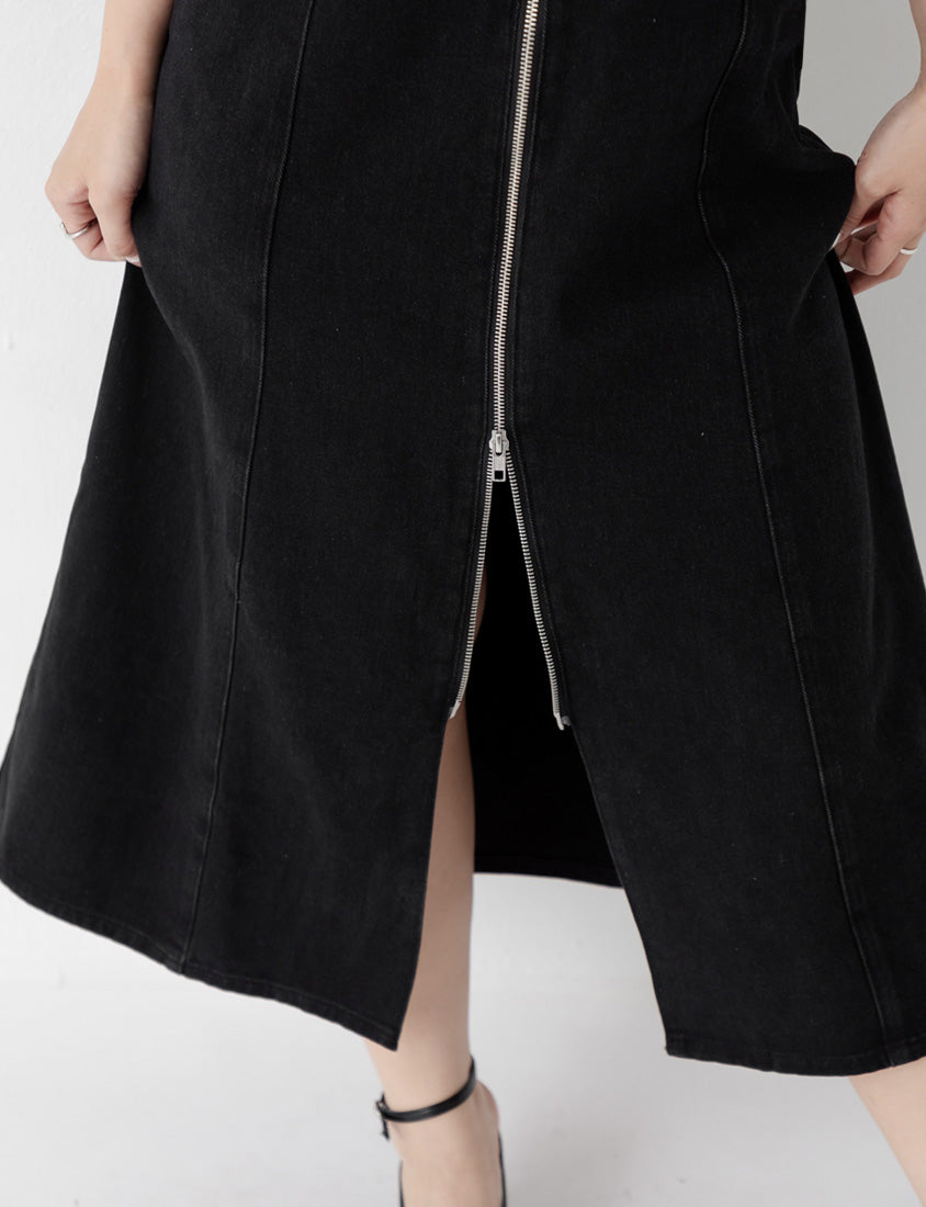 MUA! Sexy Denim Zipper Plus Size Cami Dress