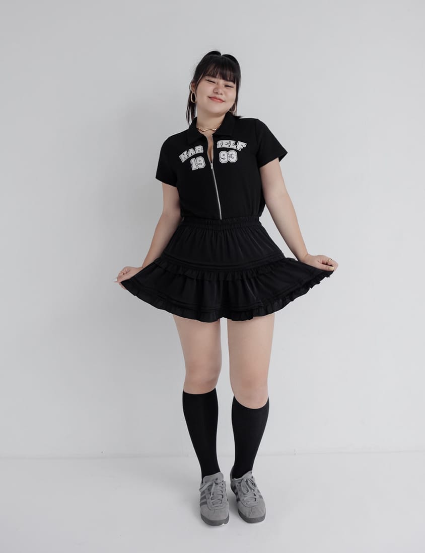 MUA! Ruffled Elastic Waist Plus Size MiniSkirt