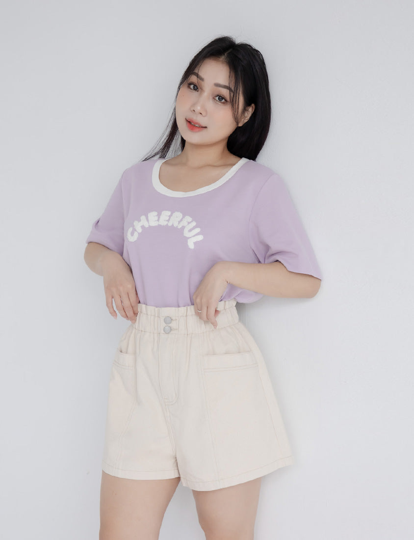 CHEERFUL Fuzzy Color-Block Plus Size Tee