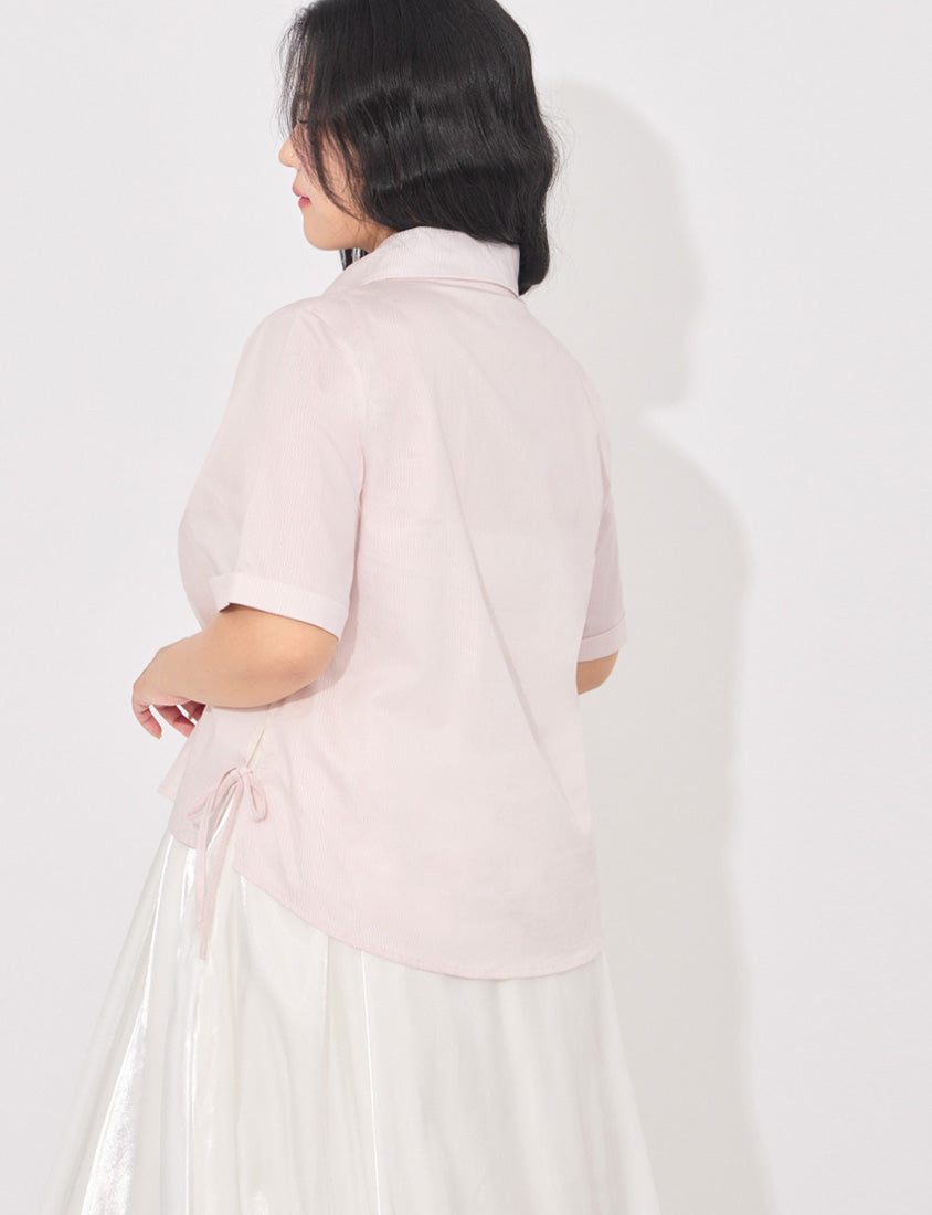 MORE U Pinstripe Side-Tie Plus Size Shirt