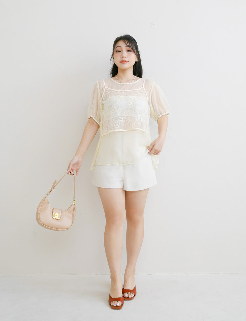 MISS. Sheer Lace Floral Plus Size Strap Cami