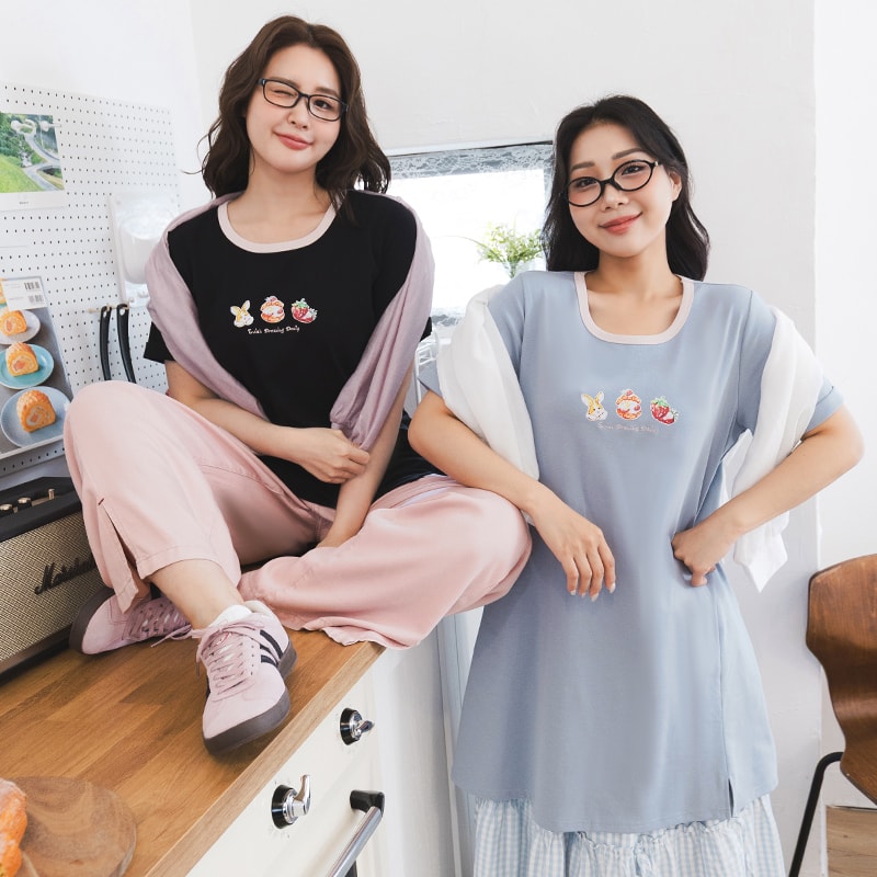 Contrast Crew Neck Hand-Drawn Print Plus Size Dress (Illustrator Collaboration)