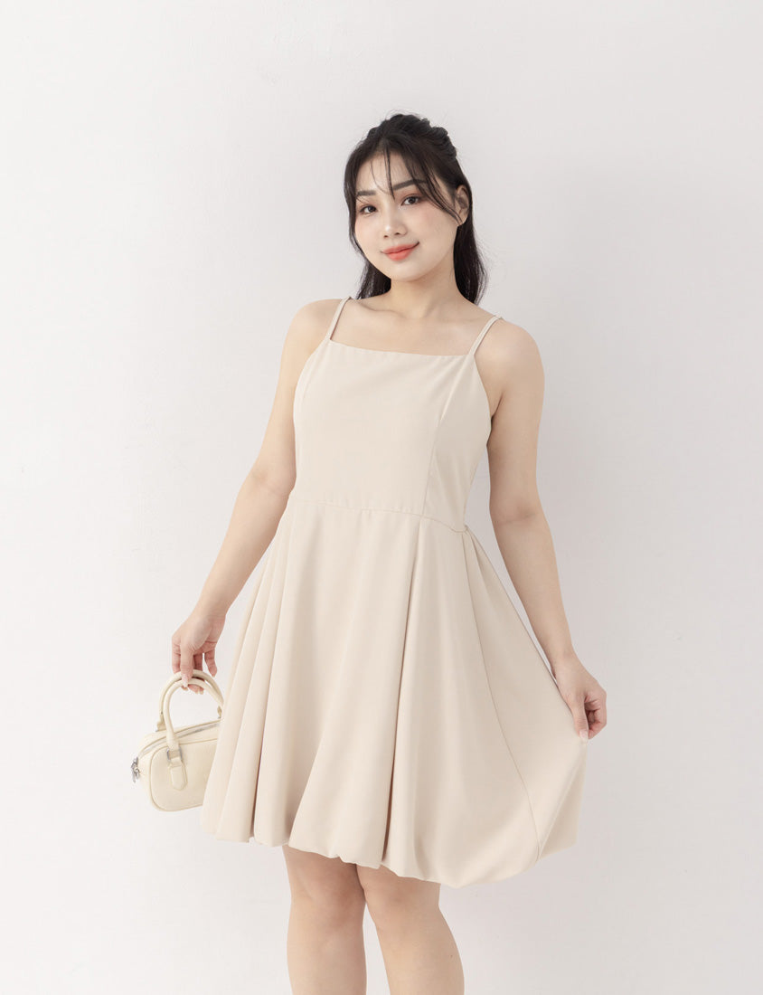 Japanese Style Adjustable Bubble Hem Plus Size Mini Dress