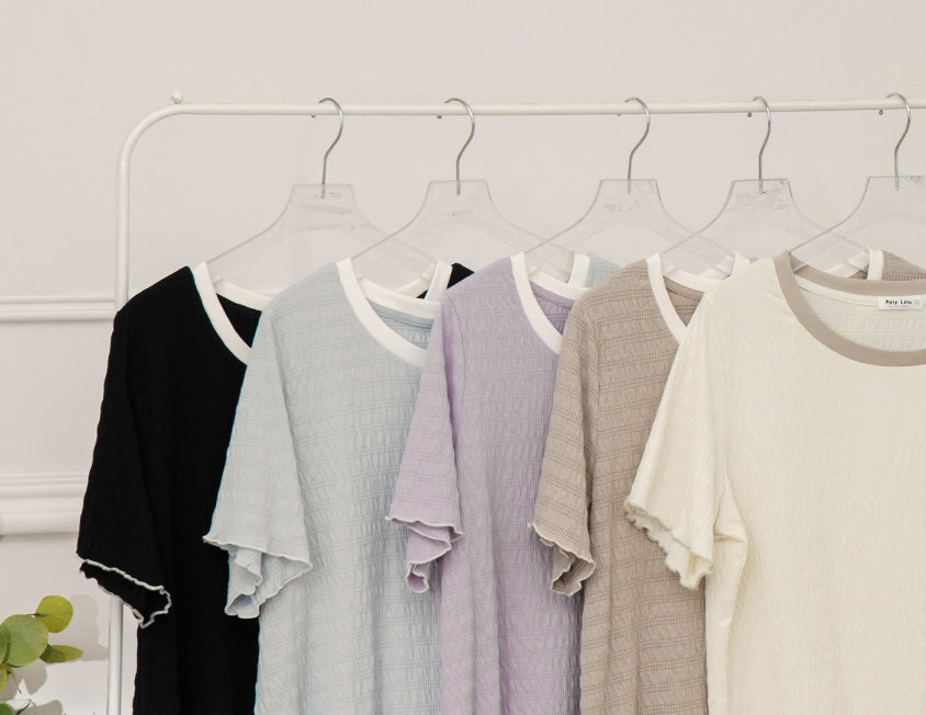 Multicolor Crew Neck Color-Block Crinkled Plus Size Short Sleeve Top