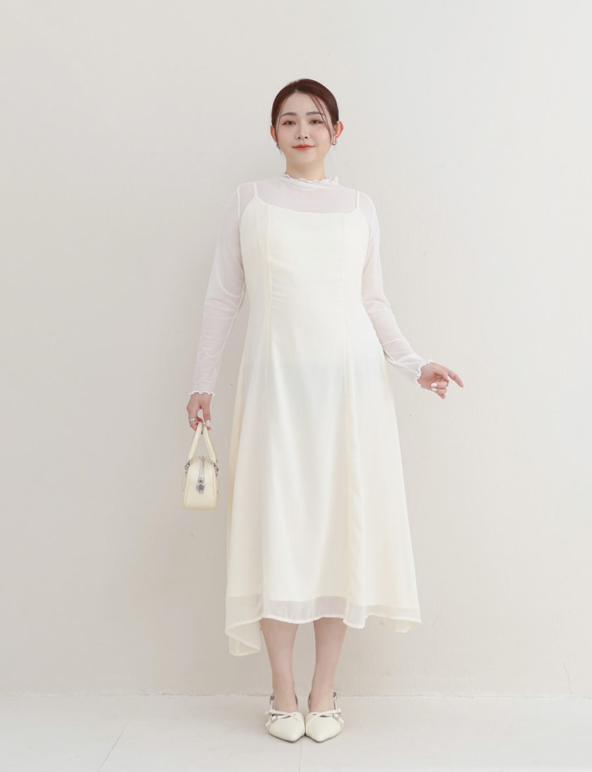 MISS. Ethereal Double Layer Sheer Adjustable Plus Size Maxi Dress